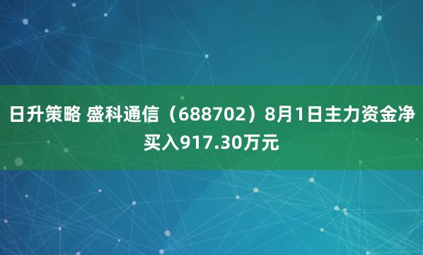 日升策略 盛科通信（688702）8月1日主力资金净买入917.30万元