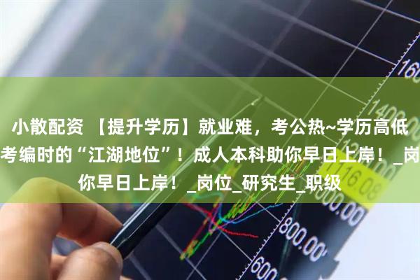 小散配资 【提升学历】就业难，考公热~学历高低决定了你在考公考编时的“江湖地位”！成人本科助你早日上岸！_岗位_研究生_职级