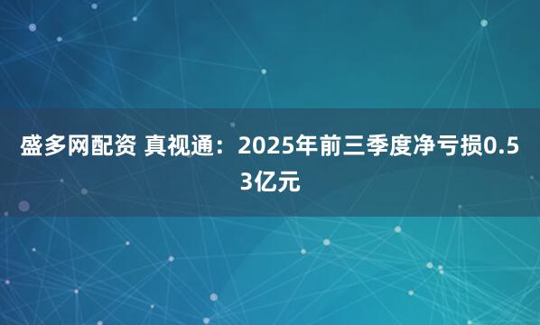 盛多网配资 真视通：2025年前三季度净亏损0.53亿元