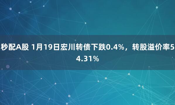 秒配A股 1月19日宏川转债下跌0.4%，转股溢价率54.31%